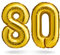 BALINCO Zahlenballon, Gold, 40cm, Geburtstagsdeko, Jubiläum Luftballons, Geschenk (Zahlenset 80)