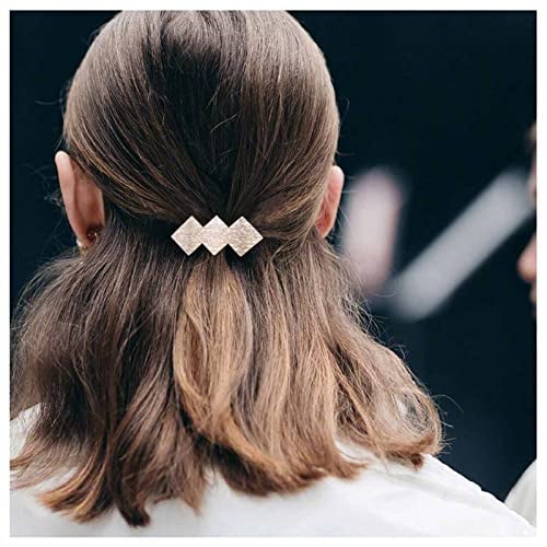 Dervivea Pince À Cheveux Géométrie Dorée Épingle À Cheveux Barrette Carrée Barrette Minimaliste En Métal Pinces À Cheveux Boho En Forme De Diamant Accessoire De Coiffure Pour Femmes Et Jeunes Filles