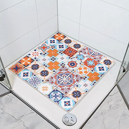 Duschmatte rutschfest 60x60 Weich Komfort: Antirutschmatte Dusche Schnell Trocknend Badewannenmatte Anti-Schimmel, Luffa PVC Duschmatte mit Ablauflöchern für Badezimmer