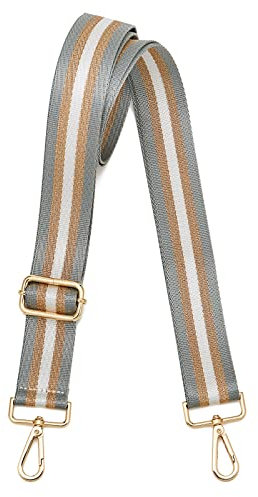 Wide Shoulder Strap Adjustable Replacement Belt Crossbody Canvas Bag Handbag((3.5CM) Grey gold)