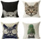 AKIS Home 4er Set Kissenhülle mit niedlichem Katzenmotiv Schwarz und weiß Katze Kissenhülle Kopfkissenbezug für Zuhause und Sofa, Schlafzimmer Dekoration