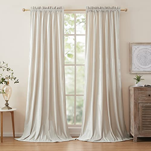 SANCHUNG Creme Elfenbein Samt Vorhänge für Wohnzimmer Blackout Thermisch isoliert 2 Paneele Rod Pocket Verdunkelung Vorhänge für Schlafzimmer 140 x 240 cm