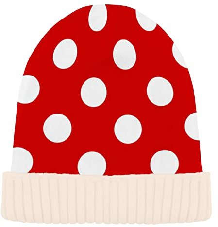 Naanle Beanie-Mütze, rot und weiß, gepunktet, Damen-Beanie-Mütze, dehnbar, lässig, warm, gestrickt, Wintermütze, Totenkopfmütze, weiße Beanie, Damen-Ski-Mütze, Schwarz , M/L