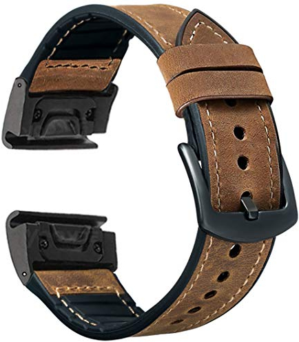 OTOPO Kompatibel mit Fenix 6/Fenix 5/Fenix 7/ EPIX 2 Armband für Herren, 22mm Quick Fit Hybrid Sport Armband Leder Schweißfest Handgelenkband für Garmin Fenix 6 Pro/Sapphire,Fenix 5 Plus
