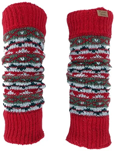 GURU SHOP Wollstulpen aus Nepal, Beinstulpen mit Muster - Rot, Herren/Damen, Synthetisch