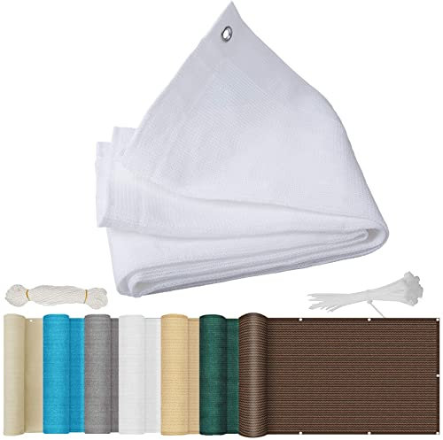 Voile d'ombrage Rectangulaire 3.8x6m Confidentialité Écran Toile d'ombrage Protection Solaire Protection UV Opaque pour Terrasse Extérieur Patio Piscine, Blanc