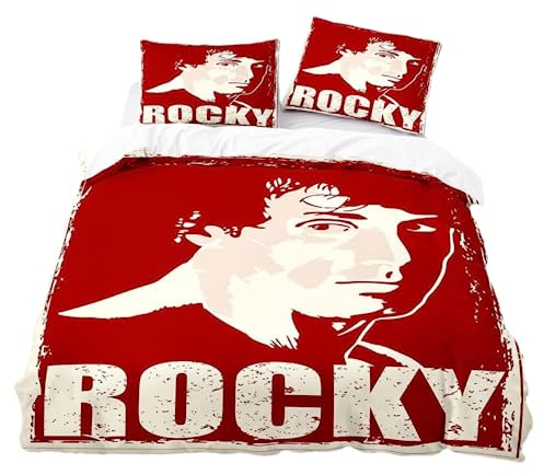 DOTERO Boxerkönig Bettwäsche-Sets,Rocky Bettwäsche 155x220 Für Jungen Erwachsener,Bettbezug Und Kissenbezug 80x80cm (4,220x240+80x80cm)