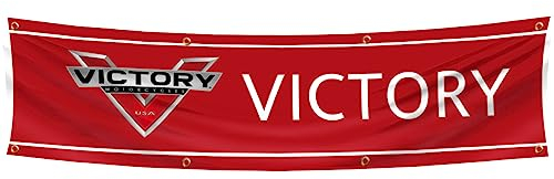 ENMOON Victory Motorrad-Flagge, Banner, 6 x 2,4 m, Moto-Renn-Flagge für Garage, College, Wohnheim, Zimmer, Gartendekoration