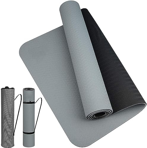 Tappetino Yoga in TPE Ecologico, m MU, Tappeto Allenamento Antiscivolo Doppia Faccia ad Alta Densita Materassino, Impermeabile Dimensione di 183 x 61 x 0.6 cm con Custodia