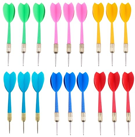 BCBF 18 Stück Dartpfeile,Dartpfeile Mit Metallspitze,Dartpfeile Metallspitze,Dart Flight,Dartpfeile Steeldart,Steeldarts Set, Kunststoffschaft Pfeilschwanz 2 In 1,Steel Kunststoff Dartpfeile (6 Farbe)