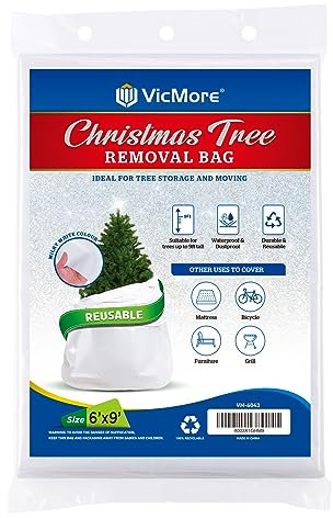 VICMORE - Poly Christmas Tree Storage Bag, Tear-Resistant and Water Proof, 9ft x 6ft, White