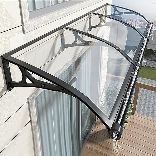 Outdoor Front Door Patio Sun Shetter,Door Canopy Window Awning with Large Sink,Home Rain Rain Shelter,Quiet Scalable,Outside Rainproof Balcony Courtyard Door Head Porch Awning (80x480cm/31x189)