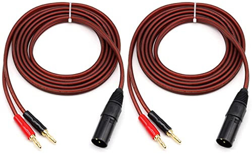 KLKNE 2X XLR to Banana Speaker Cable,XLR 3 Pin Male to Dual Banana Plugs Audio Cable, Gold-Plated 4mm Plug to XLR3 Pro HiFi
