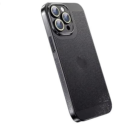 FITSEN Electroplating Heat Dissipation Phone Case, New Heat Dissipation Plating Fine Hole Protector for iPhone Case, Shiny Cooling Breathable Case (For Iphone 14 Pro,Black)