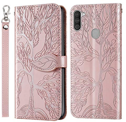 JayModCase Handyhülle für Samsung Galaxy A11 / M11, PU Leder Flip Kartenfach Geldbörse Magnetverschluss Standfunktion Cover, Kompatibel mit Samsung A11 / M11 - Roségold