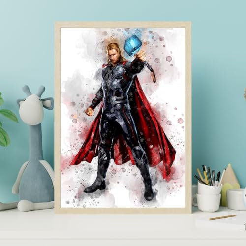 Ma Little Canv Poster Superhelden – Wanddekoration für Kinderzimmer Mädchen oder Jungen – Marvel Spiderman, Hulk, Captain, Ironman Thor und Batman | ohne Rahmen, 30 x 40 cm (Thor)