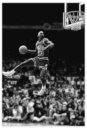 GeDiz NBA Slam Dunk Contest Michael Jordan Leinwandposter Schlafzimmer Dekor Sport Landschaft Büro Zimmer Dekor Geschenk Unrahmen-Stil 30 x 45 cm