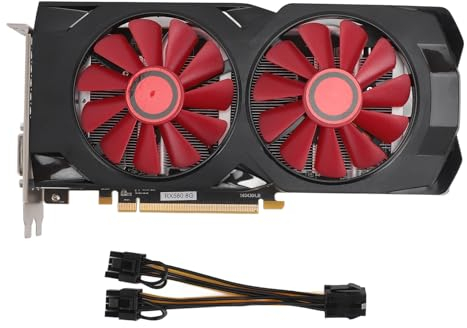 Fabater Grafikkarte, RX 580 8 GB GDDR5 256-Bit GDDR5-Spielgrafikkarte, Unterstützt PCI Express 2.0 16X-Grafikkarte mit Zwei Lüftern, Externe Grafikkarte für Laptop