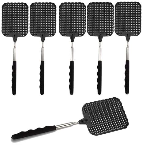 2X Fliegenklatsche XXL 75 cm ausziehbar - Insektenklatsche mit Teleskop für Fliegen & Insekten - Fliegenfänger & Insektenfänger als Fliegenschutz