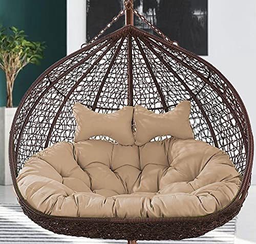 Double Hanging Wicker Chair Cushion, Hammock Chair Cushions,Without Stand Thickening 2 Persons Seater Hanging Egg Swing Seat Cushion,Washable Hanging Egg Chair Cushions Replacement(Only Cushion)