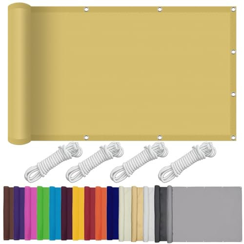Voile D'Ombrage Imperméable 1.7 x 3.4 m Resistant Aua Taches Protection UV 98% Voile D Ombrage Rectangulaire Kit de Montage Inclus pour Jardin, Piscine, Pergola, Jaune Sable