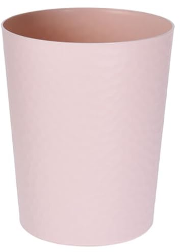 Koopman Plastic Waste Paper Bin Round Trash Can Waste Basket Rubbish Bin Matte Lightweight Garbage Dustbin Open Top for Home Office Kitchen Bedroom Bathroom (Light Pink)