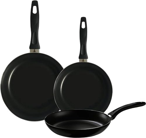 Generico cecarogroup Set 3 padelle in alluminio con rivestimento antiaderente serie camilla Made in Italy