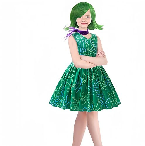 keaiyouhuo Ragazze Disgusto Principessa Vestito Gioia Costume Bambini Cosplay Vestire Halloween Compleanno Natale Abiti con Parrucca