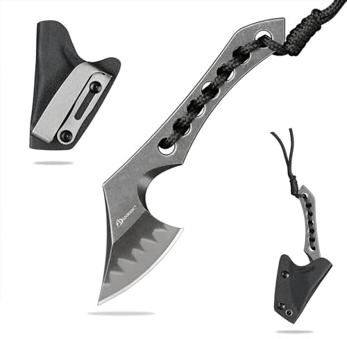 SDOKEDC 9CR18MOV Stahl Messer Feststehende Klinge Mini Axt mit Kydex Scheide für Männer EDC Outdoor