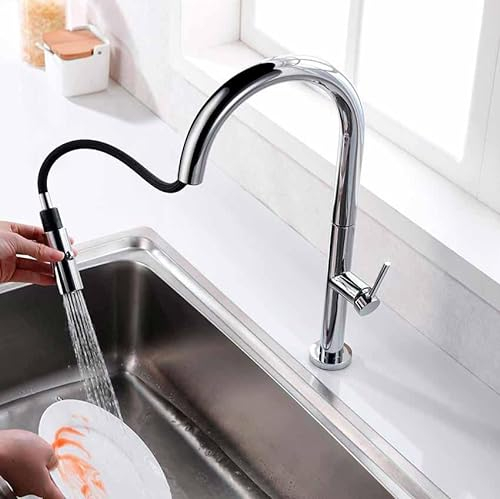 IMEX - Grifo de Cocina Extraible | Grifo Monomando Fregadero con Difusor | Griferia de Cocina con Mangera Flexible 360º | Serie Samoa | Color Cromado