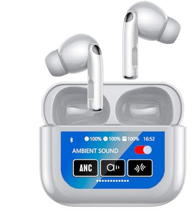 Wireless Earbuds, Wireless Headphones Bluetooth 5.4 Headphones In Ear with ANC and ENC Noise Cancelling Mic, New 40H Bluetooth Earphones Deep Bass Stereo Ear Buds, IP7 Waterproof, Smart LCD Display