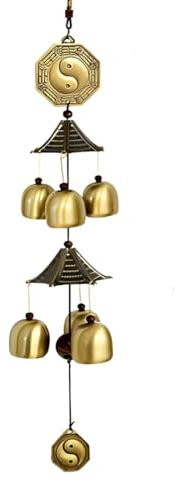 NHPY 1 Stück Windspiele Für Draußen Hängend, Tai Chi Windspiel Metall, Windspiel Garten, Vintage Glockenspiel Garten, Doppelpagodenmuster Metall-Windspiel Für Den Innen- Und Außenbereich, 40 Cm