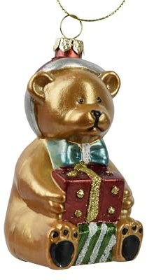 Kaemingk Christbaumschmuck Kunststoff 11cm - Teddy Bär Figur zum Aufhängen - bruchfest - Weihnachtsbaum Anhänger für Weihnachten - Christbaumanhänger & Weihnachtsbaumschmuck - Wald Tiere Braun