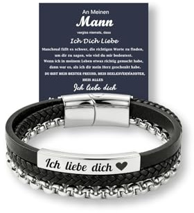 Gkmamrg Männer Geschenke Ehemann Freund - Jahrestag ich liebe dich Lederarmbänder Männergeschenke (Liebe)