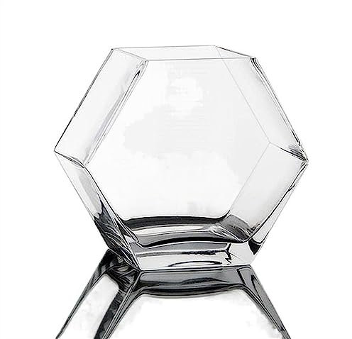 Aquarium Deko Aquarium, sechseckiges Glas-Aquarium, transparentes Tisch-Aquarium, Kampffische, großes Aquarium, ökologische Heimeinrichtung Mini Aquarium(Mittel)