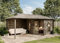 Alpholz 5-Eck Gartenhaus Liwa Gartenhaus aus Holz in Grau, Holzhaus mit 28 mm Wandstärke inklusive Terrasse, Blockbohlenhaus mit Montagematerial