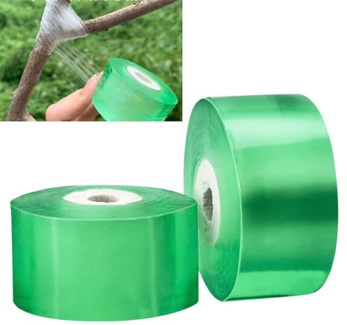 Transparent Pfropfband, 2 Stück Veredelungsband, Dehnbar Pfropfband, Selbstklebendes pfropfband, Fuß Pfropfen Dehnbare Band, Veredelungsband Dehnbar, für Garten Baum Sämling Grün (Grün)