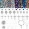 PH PandaHall 646pcs Rosenkranz-Schmuck machen Kit Gebet Herstellung Zubehör Kristallglasperlen AB Farbe Lose Perle Kreuz Anhänger für Schmuckherstellung Halskette Armband