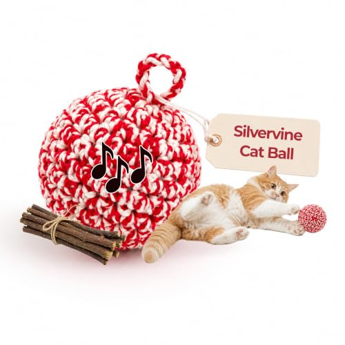 JAYU PET Red Cat Ball [W/Bell Version] - Handmade Silvervine Cat Toy with Catnip, Interactive Matatabi Ball for Indoor Cats & Kittens, Feline Play Toy & Gift (2.7 inch, 7cm) | Handmade Silvervine, With Catnip, Interactive Matatabi Ball, For Indoor Cats & Kittens