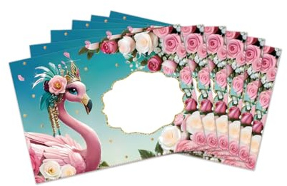 Umschläge mit Kindermotiv Flamingo für Mädchen Briefumschläge für Einladungskarten Gutscheine Geldgeschenke DIN C6 (15 Umschläge/selbstklebend mit Abziehstreifen)