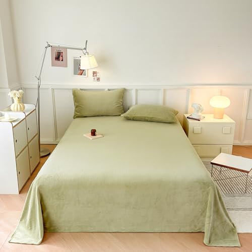 HAIBA Bettlaken ohne Gummizug 200 x 230 cm Grün kuschelig weiche TV-Decke Couchdecke Sesseldecke Flanell Fleece Cashmere Touch Betttuch