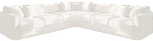 KYJSW Ecksofa üBerzug Stretch Samt (Elfenbein,Large 7 Seat-3C3 10 PCS) | Sofabezug L Form 1/5/6/7 Sitzer Sofa üBerzug Anti-Rutsch Waschbar Elastischer Sofahusse Für Wohnzimmer