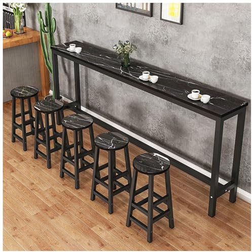 Moderner Holztisch für Zuhause Bartheke Höhe Esstisch lange schmale Konsole Couchtisch (Größe: 100 x 30 x 100 cm Farbe: Schwarz Steinmuster)