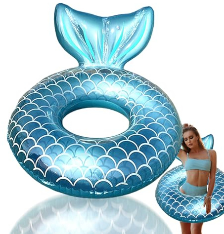 70/90/110cm Bouée de Natation Sirène,Bouée Piscine Gonflable Enfant Adultes,Anneau de Natation Gonflable Sirène Queue Poisson,PVC Bouée Piscine pour Fille Les Femmes Fêtes D'été sur La Plage Piscine