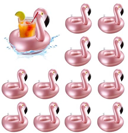 Soporte Hinchable para Bebidas 12 Piezas Flotador Inflable Posavasos,Juego de Portavasos Inflable,Soporte Inflable para Bebidas para Fiesta de Piscina para Fiesta en la Piscina Vacaciones Baño (B)