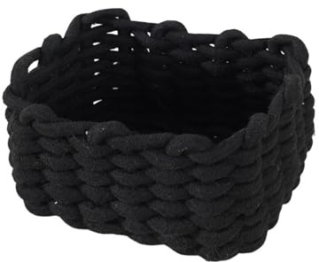 Icegrey Aufbewahrungskorb Baumwolle Strickkorb Dekorative, Schwarz, Small | NatüRliche Rechteck Wasserdichter Aufbewahrungsboxen Organisatoren für Babyzimmer, Schlafzimmer, Wohnzimmer