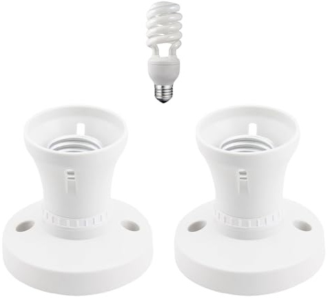 Pence & Moon Collective 2 Pack E27 Lamp Base Socket Converter, Lamp Holder with Edison Screw Fitting, for Pendant LED Bulbs, E27 Ceiling Rose(Straight Socket)