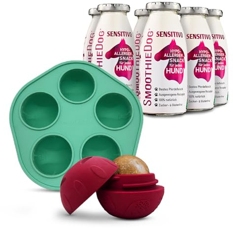 SmoothieDog Schleckball Hundesmoothie 6er Sensitivo (250ml) - Schleckball für Hunde, Snackball, zur Beschäftigung, bpa frei, robust, befüllbar, zum einfrieren, spülmaschinenfest