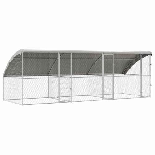 vidaXL Hundekäfig 3 pcs Silber 6 x 2 x 2 m Verzinkter Stahl, Moderne Hundehütte, Regenfeste Hundehütte, Robustes Haustierhaus, Wetterfeste Unterkunft, Sicherer Außenbereich, Stylishe Unterbringung