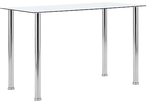 CongVVFV Transparenter Esstisch aus gehärtetem Glas 120 x 60 x 75 cm mit Edelstahlrahmen, moderner Tisch für Küche, Esszimmer oder Außenbereich, leicht zu reinigen und stabil.